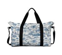 Mateju Bolsa de Viaje 30L, Bolsa de Gimnasia Impresión en Palma 3D, Plegable Travel Bag con Correa Ajustable, Multifunción Equipaje de Mano para Gimnasio, Viajes (Azul 1,30L)
