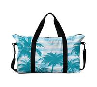 Mateju Bolsa de Viaje 30L, Bolsa de Gimnasia Impresión en Palma 3D, Plegable Travel Bag con Correa Ajustable, Multifunción Equipaje de Mano para Gimnasio, Viajes (Azul Aguamarina,30L)