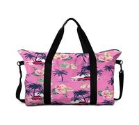 Mateju Bolsa de Viaje 30L, Bolsa de Gimnasia Impresión en Palma 3D, Plegable Travel Bag con Correa Ajustable, Multifunción Equipaje de Mano para Gimnasio, Viajes (Rosa Intenso,30L)
