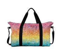 Mateju Bolsa de Viaje 30L, Bolsa de Gimnasia Pintura al Óleo de Flores, Plegable Travel Bag con Correa Ajustable, Multifunción Equipaje de Mano para Gimnasio, Viajes (Rosa Amarillo Azul,30L)