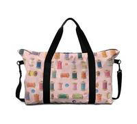 Mateju Bolsa de Viaje con Estampado Tejer, Bolsa de Gimnasia Unisex Plegable Multifunción, Equipaje de Mano con Correa Ajustable para Gimnasio, Viajes y Uso Diario (Rosa)
