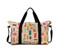Mateju Bolsa de Viaje con Estampado Tejer, Bolsa de Gimnasia Unisex Plegable Multifunción, Equipaje de Mano con Correa Ajustable para Gimnasio, Viajes y Uso Diario (Beis)