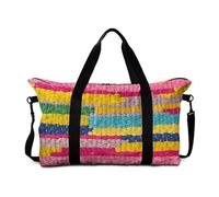 Mateju Bolsa de Viaje con Estampado Tejer, Bolsa de Gimnasia Unisex Plegable Multifunción, Equipaje de Mano con Correa Ajustable para Gimnasio, Viajes y Uso Diario (Multicolores)