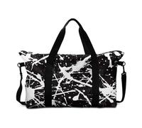 Mateju Bolsa de Viaje con Imprimir Salpicaduras de Tinta, Bolsa de Gimnasia Unisex Plegable Multifunción, Equipaje de Mano con Correa Ajustable para Gimnasio (Negro,56.5x6.3x12.99cm)
