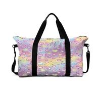 Mateju Bolsa de Viaje Corazones 3D Coloridos,Bolsa Deporte Plegable Multifunción Grande,Mochila Gimnasio Mujer Hombres con Correa Ajustable & Asas Dobles,para Gimnasio,Viajes,Diario (Morado)