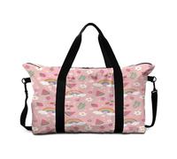 Mateju Bolsa de Viaje Frutas Tropicales, Bolsa Deporte Plegable Multifunción Grande, Mochila Gimnasio Mujer Hombres con Correa Ajustable & Asas Dobles, para Gimnasio,Viajes,Diario (Rosa)