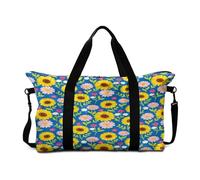 Mateju Bolsa de Viaje Girasol en 3D, Bolsa Deporte Plegable Multifunción Grande, Mochila Gimnasio Mujer Hombres con Correa Ajustable & Asas Dobles, para Gimnasio,Viajes,Diario (Floral)
