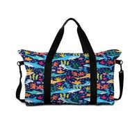 Mateju Bolsa de Viaje Tiburón 3D,Bolsa Deporte Plegable Multifunción Grande,Mochila Gimnasio Mujer Hombres con Correa Ajustable & Asas Dobles,para Gimnasio,Viajes,Diario (Coral)