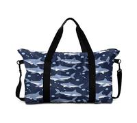 Mateju Bolsa de Viaje Tiburón 3D,Bolsa Deporte Plegable Multifunción Grande,Mochila Gimnasio Mujer Hombres con Correa Ajustable & Asas Dobles,para Gimnasio,Viajes,Diario (Tiburón)