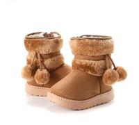 Mateju Botas Nieve Niño, Ante Botas Nieve Niña con Bolas de Pelusa, Outdoor Calentar Forro polar Interno Zapatillas Invierno para Dar Calor, Para Niños, Adolescentes Otoño Invierno (Marrón,23)