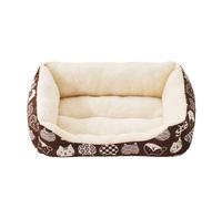 Mateju Cama Peluche Perro con Base Antideslizante, Cojín para Gatos de Felpa Rectangular Suave y Cómoda Cama para Mascotas Sofá para Mascotas para Medianos y Pequeños (Marrón,44x32x10.5cm)