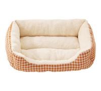 Mateju Cama Peluche Perro con Base Antideslizante, Cojín para Gatos de Felpa Rectangular Suave y Cómoda Cama para Mascotas Sofá para Mascotas para Medianos y Pequeños (Naranja,44x32x10.5cm)