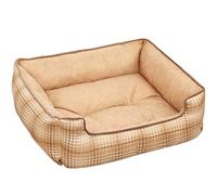 Mateju Cama Peluche Perro Rectangular, Cojín para Gatos de Felpa, Suave y Cómoda Cama para Mascotas, Mantener Caliente Sofá para Mascotas para Medianos y Pequeños (Verano Caqui,60x50x14cm)