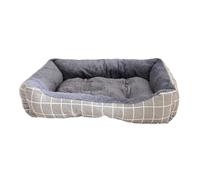 Mateju Cama Peluche Perro Rectangular, Cojín para Gatos de Felpa, Suave y Cómoda Cama para Mascotas, Mantener Caliente Sofá para Mascotas para Medianos y Pequeños (Cuadros Gris Claro,3XL-90 * 70cm)