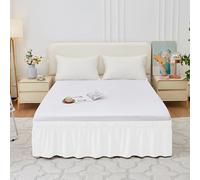 Mateju Clásico Falda de Cama con Volantes Elástico, Cubre Canape con Volantes, Prueba De Polvo Cubre Somier Hotel Bedding Ruffled Bedskirt (120 * 200+40cm,Blanco)