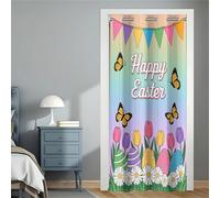 Mateju Cortina de Puerta con Ojales, Cortinas Salon Termais Aislantes Patrón de Conejito de Pascua Cortinas Opacas, para Cenador, Ventana, Salón, Cocina, Armario (Colorido,130x200cm)