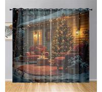 Mateju Cortinas Salon Modernas 2 Piezas, 3D Navidad, Cortinas Visillos con Ojales para Dormitorio Matrimonio Comedor, Decorativas Visillos para Cocina & Salon (Mis Mejores Deseos,140x275cm)