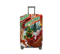 Mateju Cubierta de Equipaje, Funda Maleta 18-32 Pulgadas, Funda de Maleta con Cremallera, Lavable Nochebuena en 3D Cubierta de Equipaje Protectora (Trineo,XL)