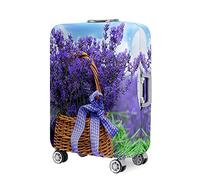Mateju Cubierta de Equipaje, Funda Maleta 18-32 Pulgadas, Funda de Maleta con Cremallera, Lavanda púrpura 3D Lavable Cubierta de Equipaje Protectora para la Mayoría de Equipaje (Cesta de Flores,M)