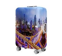 Mateju Cubierta de Equipaje, Funda Maleta 19-32 Pulgadas,Funda de Maleta con Cremallera,Lavable Impresión de la Ciudad 3D Domésticos Cubierta de Equipaje Protectora (modernización,L)