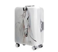 Mateju Cubierta de Equipaje, Funda Maleta 19-32 Pulgadas, Funda de Maleta con Cremallera, Lavable Impresión de Caballo 3D Domésticos Cubierta de Equipaje Protectora (Caballo Blanco,L)