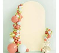 Mateju Cubierta de Fondo de Arco, Cubierta de Telón de Fondo de Arco Elástico Doble Cara para Parte Superior Redonda, Fiesta Boda Cumpleaños Banquete Baby Shower (Beis,4FT 55x120cm)