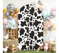 Mateju Cubierta de Fondo de Arco,Cubierta de Telón de Fondo de Arco Elástico Doble Cara Patrón Vaca Estilo 3D para Parte Superior Redonda, Fiesta Boda Banquete Ceremonia (Estilo 3,4FT 55x120cm)
