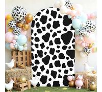 Mateju Cubierta de Fondo de Arco,Cubierta de Telón de Fondo de Arco Elástico Doble Cara Patrón Vaca Estilo 3D para Parte Superior Redonda, Fiesta Boda Banquete Ceremonia (Estilo 6,7.2FT 122x220cm)