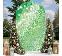 Mateju Cubierta de Fondo de Arco, Cubierta de Telón de Fondo de Arco Patrón Brillante 3D Elástico Doble Cara para Parte Superior Redonda, Decoración Fiesta Boda (Verde,7.2FT 122x220cm)