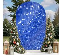 Mateju Cubierta de Fondo de Arco, Cubierta de Telón de Fondo de Arco Patrón Brillante 3D Elástico Doble Cara para Parte Superior Redonda, Decoración Fiesta Boda (Azul Oscuro,6FT 80x180cm)