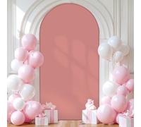 Mateju Cubierta Telon de Fondo para Arco de Boda, Color Liso Telón de Fondo de Elastano Elástico Parte Superior Redonda, Doble Cara para Cumpleaños, Fiesta, Banquete (Rosa,4ft/50x120cm)