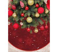 Mateju Falda de árbol de Navidad 72 cm, Alfombra de árbol de Navidad Redonda, Roja Christmas Tree Skirt Tapete de para Decoración Año Nuevo