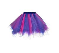 Mateju Falda de Tutú para Mujer, Falda Tul Mujer Cintura Elástica, Color Caramelo Tutu en Capas Irregular, para Adulto Adolescente Danza Fiesta y Disfraz de Carnaval Disfraz (Rosa Morado,M)