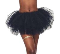 Mateju Falda de Tutú para Mujer, Mini Falda Tul Mujer Cintura Elástica, Color Sólido Tutu en Capas, para Adulto Adolescente Danza Fiesta y Disfraz de Carnaval Disfraz (Negro,L)