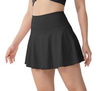 Mateju Falda Deportiva Mujer, Verano Faldas Cortas Plisada Cintura Alta Elástica, Falsas Anti-exposición Minifalda Deportiva Transpirable Secado Rápido para Running Yoga (Negro,XS)