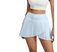 Mateju Falda Deportiva Mujer, Verano Faldas Cortas Plisada Cintura Alta Elástica, Falsas Anti-exposición Minifalda Deportiva Transpirable Secado Rápido para Running Yoga (Azul Claro,S)