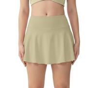 Mateju Falda Deportiva Mujer, Verano Faldas Cortas Plisada Cintura Alta Elástica, Falsas Anti-exposición Minifalda Deportiva Transpirable Secado Rápido para Running Yoga (Verde Claro,S)