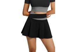 Mateju Falda Deportiva Mujer, Verano Faldas Cortas Plisada Cintura Alta Elástica, Falsas Anti-exposición Minifalda Deportiva Transpirable Secado Rápido para Running Yoga (Negro,S)