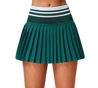 Mateju Falda Deportiva Mujer, Verano Faldas Cortas Plisada Cintura Alta Elástica, Falsas Anti-exposición Minifalda Deportiva Transpirable Secado Rápido para Running Yoga (Verde Oscuro,XXL)