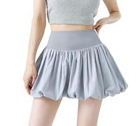 Mateju Falda Deportiva Mujer, Verano Faldas Cortas Plisada Cintura Alta Elástica Falsas Anti-exposición Minifalda Deportiva Transpirable Secado Rápido, para Running, Tenis, Yoga y Casual (Gris,S)