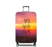 Mateju Funda Maleta Grande Elástico, Paisaje Textual Cubierta de Equipaje Lavable Cubierta de Equipaje Protectora, Funda Maleta para 18-32 Pulgadas (Rojo,L)