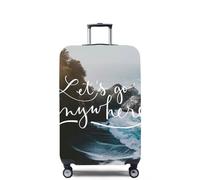 Mateju Funda Maleta Grande Elástico, Paisaje Textual Cubierta de Equipaje Lavable Cubierta de Equipaje Protectora, Funda Maleta para 18-32 Pulgadas (Olas,S)