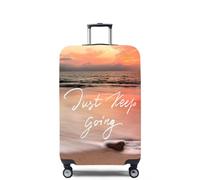 Mateju Funda Maleta Grande Elástico, Paisaje Textual Cubierta de Equipaje Lavable Cubierta de Equipaje Protectora, Funda Maleta para 18-32 Pulgadas (Rosa,S)