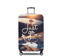 Mateju Funda Maleta Grande Elástico, Paisaje Textual Cubierta de Equipaje Lavable Cubierta de Equipaje Protectora, Funda Maleta para 18-32 Pulgadas (Lago,M)