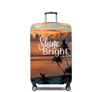 Mateju Funda Maleta Grande Elástico, Paisaje Textual Cubierta de Equipaje Lavable Cubierta de Equipaje Protectora, Funda Maleta para 18-32 Pulgadas (Negro Naranja,L)