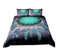 Mateju Funda Nordica Cama 90/135/150 con Patrón de Atrapasueños, Microfibra Suave Fundas Edredón y Funda de Almohada con Cremallera, Juego de Fundas Nórdicas 2/3 Piezas (Azul Zafiro,180x210cm)