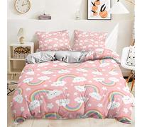Mateju Funda Nordica Cama 90/135/150, Ropa de Cama de Arcoiris Microfibra Juego de Ropa de Cama con 1 Funda Nórdica y 2 Funda de Almohada 3 Piezas (260x230cm,Arcoiris Estelar)
