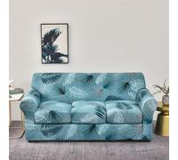 Mateju Funda Sofa, Estampado Floral Funda Sofa 3/2/1 Plazas, Fundas Sofa con Fundas Cojines de Asiento Separados, Fundas de Sofa Ajustables, Fundas Sofa Elasticas Antideslizante (3 Plaza,Azul)