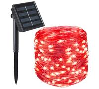 Mateju Guirnaldas Luces Exterior Solar 7/12/22/32 Metros, IP65 Impermeable Luces Solares Led Exterior Jardin Decorativas Cadena de Luce para Patio Terraza Balcones Fiesta (Rojo,12m/100 Luces)