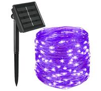 Mateju Guirnaldas Luces Exterior Solar 7/12/22/32 Metros, IP65 Impermeable Luces Solares Led Exterior Jardin Decorativas Cadena de Luce para Patio Terraza Balcones Fiesta (Morado,12m/100 Luces)